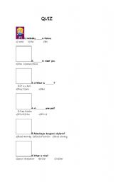 English Worksheet:  a beginner quiz