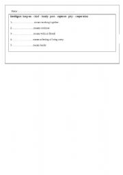 English Worksheet: a word and  a definition