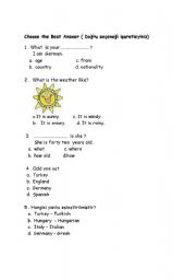 English Worksheet: 5th grade quiz