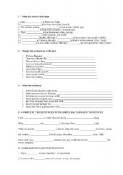 English worksheet: present, past, comparatives and superlatives