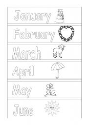 English Worksheet: Colouring months 1