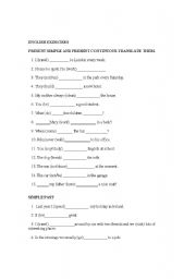 English worksheet: present simple/continuous and past simple