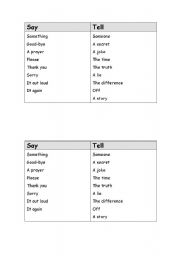 English worksheet: Say or Tell