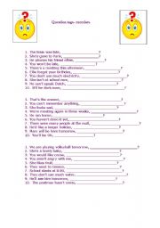 English Worksheet: Question tags- exercise