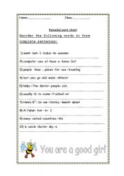 English worksheet: word order  worksheet
