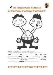 English Worksheet: MY HALLOWEEN MONSTER Part 2