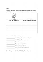 English Worksheet: Little Red Riding Hood