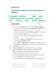 English Worksheet: personality adjectives