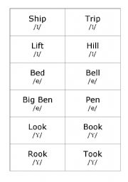English Worksheet: Phonetic vowels word cards