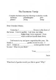 English worksheet: The Enormous Turnip-Vocabulary