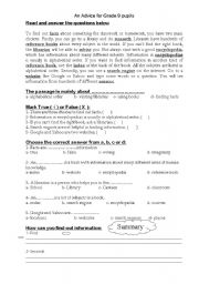 English Worksheet: An advice 