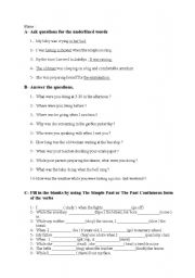 English worksheet: simple past vs.Past Contnuous