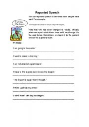 English Worksheet: reported speech