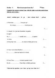 English worksheet: Toms routines