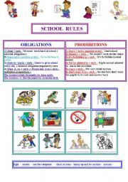 English Worksheet: SCHOOL  RULES : prohibitions and obligations 