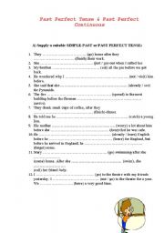 English worksheet: past perfect and past perfect continuous