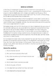 English Worksheet: MUSICAL ELEPHANTS