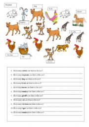 English Worksheet: how many/there is-are