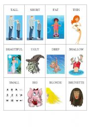 English Worksheet: Memory Game Opposites 1