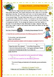 English Worksheet: I AM A PEACE_LOVING PERSON