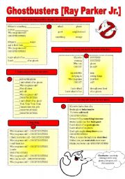 English Worksheet: SONG!!! Ghostbusters [Ray Parker Jr.] - Printer-friendly version included