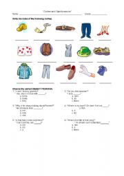 English worksheet: Clothes and object pronouns