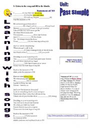 English Worksheet: Learnig with songs: 