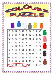 English Worksheet: colours puzzle