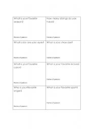 English Worksheet: Ice-breaker 