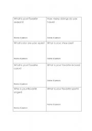 English worksheet: Ice-breaker 