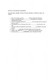 English worksheet: Modals in Sentences 1
