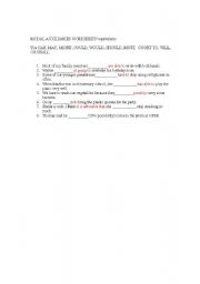 English worksheet: modal auxiliaries worksheet 2