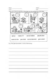 English Worksheet: Present tense / Daily Routine / Time