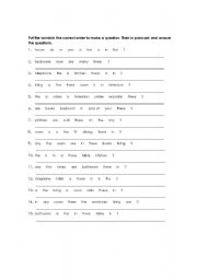 English Worksheet: THERE IS & THERE ARE QUESTIONS
