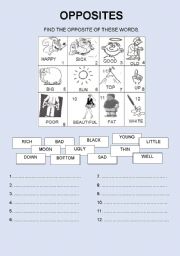 English Worksheet: OPPOSITES