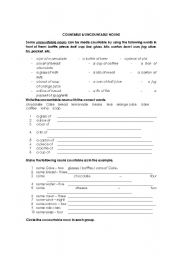 English worksheet: UNCOUNTABLE NOUNS THAT CAN BE COUNTABLE