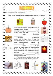 English Worksheet: Halloween - reading and filling in the blanks