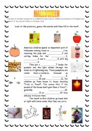 English Worksheet: Halloween - reading and filling in the blanks