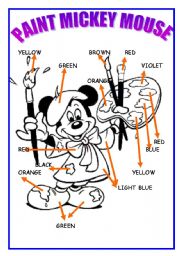 English Worksheet: paint mickey mouse 2