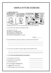English Worksheet: Simple Future Exercise
