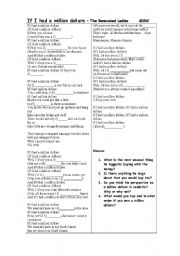 English Worksheet: If I had a million dollars 2nd conditional listening practice
