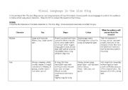 English worksheet: Visual Language in the Lion King 