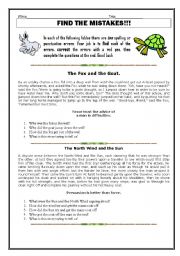 English Worksheet: Aesops Fables - Find the Mistakes