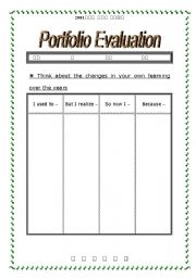 English Worksheet: Portfolio evaluation sheet