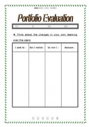 English worksheet: Portfolio evaluation sheet