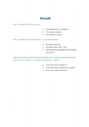 English Worksheet: should