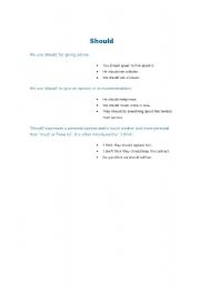 English worksheet: should