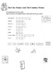 English Worksheet: THE CITY MOUSE AND THE COUNTRY MOUSE