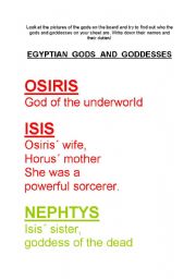 English Worksheet: Egyptian gods