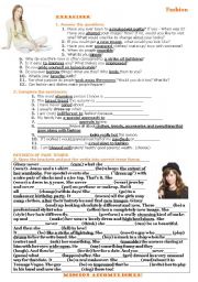 English Worksheet: Rachels Diary - Fashion - Exercises (part 2)